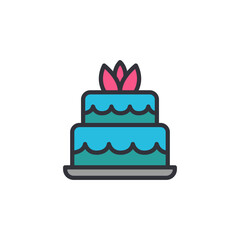 Sweet cake colored icons, minimalist vector illustration ,simple transparent graphic element .Isolated on white background