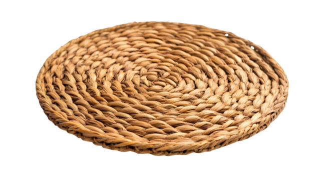 Round woven rattan mat, natural fibers,