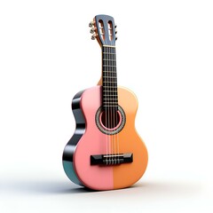 Fototapeta premium Vibrant Pink and Orange Acoustic Guitar