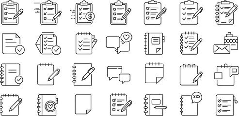 set of note pad icons vectors set, illustration icons sets, 