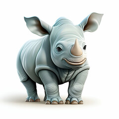 Obraz premium Adorable Baby White Rhino A Digital Portrait