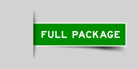 Green color square shape sticker label with word full package inserted in gray background