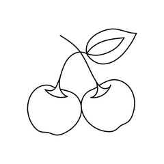 Cherry Isolated Vector Illustration Coloring Page For Kids, Cherry icon collection vector outline