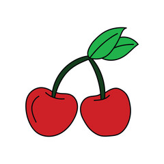 Cherry Isolated Vector Illustration Coloring Page For Kids, Cherry icon collection vector art