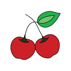 Cherry Isolated Vector Illustration Coloring Page For Kids, Cherry icon collection vector art