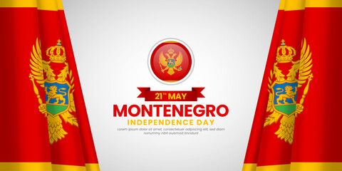 Montenegro independence day banner background 21th of May design element with realistic waving flag
