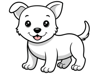 A cute cartoon vector illustration shows a happy dog and cat with funny tails, while a wild elephant and rhino enjoy nature on a safari