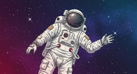 Astronaut in Classic White Spacesuit