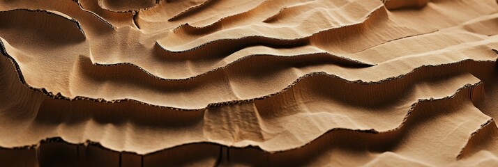 Intricate undulating terrain formed by layered cardboard textures, revealing rhythmic waves