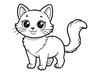 Cute cartoon feline kitten vector illustration of a happy domestic pet animal