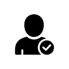 Black Icon of Person with Checkmark Representing Verified Employee