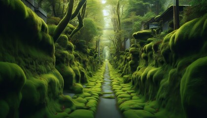 Moss Covered Streets &ndash; Walkways completely covered in soft gre