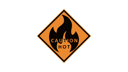 Caution hot warning , black isolated silhouette