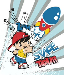 Fire Rocket Retro Vintage T-Shirt Design