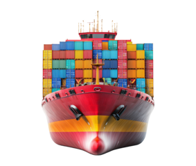 Colorful Cargo Ship with Containers in a Clear Background Scene