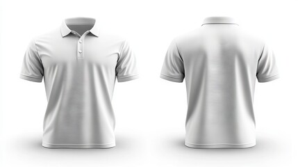 A collared, short-sleeve t-shirt shown from both the front and back against a white background