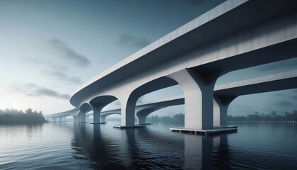 Sleek Concrete Beam Bridge &ndash; Smooth concrete beams extend neat