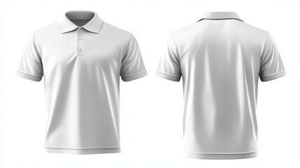 A men's polo T-shirt flat sketch, featuring front and back views in a fashion illustration mockup template