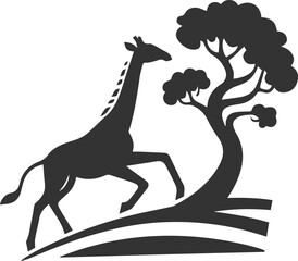 Silhouette of a giraffe black animal vector