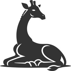 Silhouette of a giraffe black animal vector