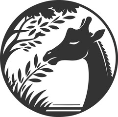 Silhouette of a giraffe black animal vector