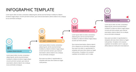 Infographic template of a process with four steps with place for your icons and text, vector eps10 illustration