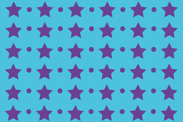 Pattern of Purple Stars and Dots on Blue Canvas