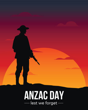 Anzac Day Banner with silhouette of soldier 