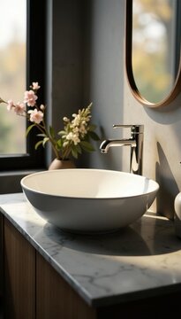 Inviting porcelain sink, smooth surface, adds elegance, white, sink