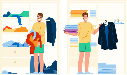 hang organize closet man vector