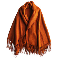 Woolen Poncho with Fringe Detail Isolated on Transparent Background