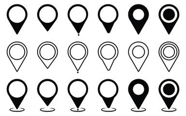 Set of Location pin icons, Modern map markers, Location mark icons, Map Marker of vector Illustration.
