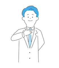 Obraz premium 胸に手を当てている医師のイラスト ベクター 