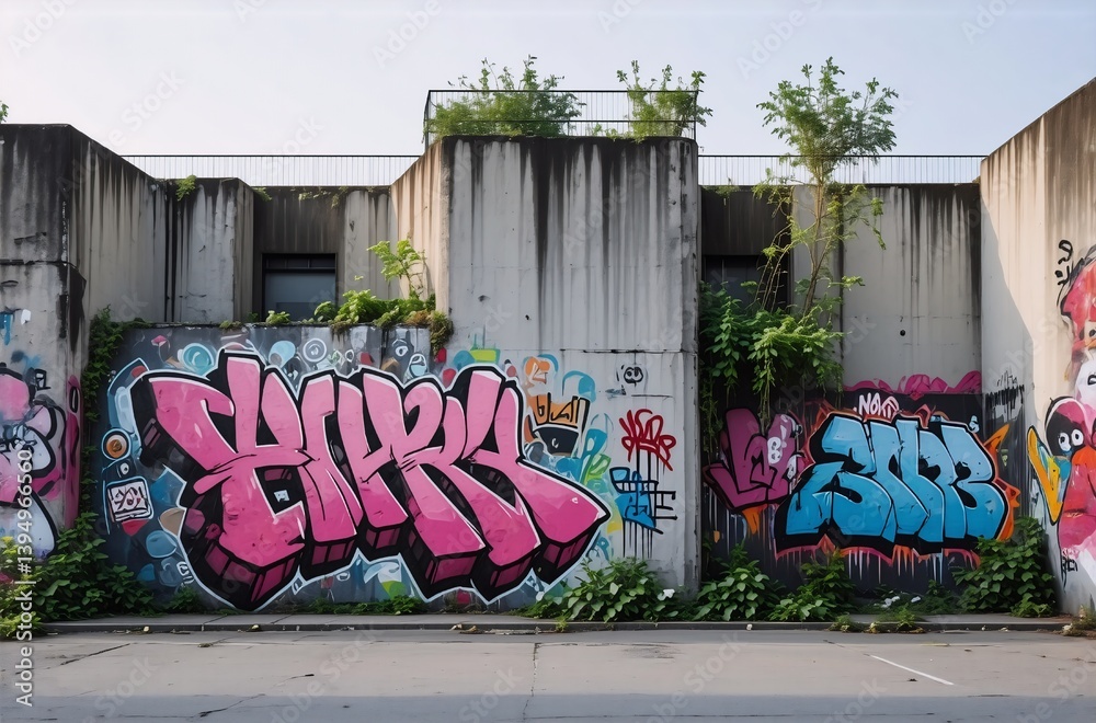 Aufkleber here's the requested description and keywords based on the image: graffiti art, vibrant hues, and an