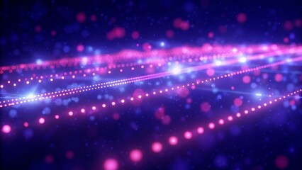 Obraz premium Abstract Glowing Particle Streams With Pink And Blue Bokeh Backgrounds