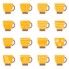 Different design art cups on white background simple set collection isolated	
Different design art cups on white background simple set collection isolated	
