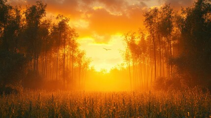 Obraz premium Golden Sunrise Forest