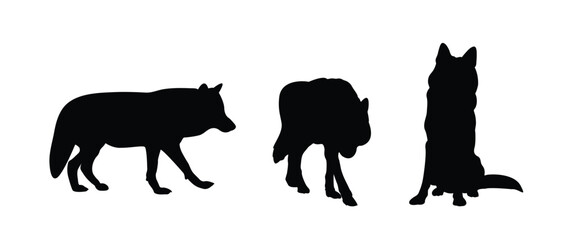 Silhouette of wolf vector isolated on white background.