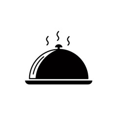 Fototapeta premium Hot food serving dish releasing steam, restaurant icon