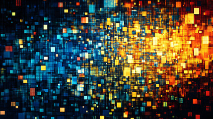 grid with a dynamic mix of warm and cool hues forming a complex pattern 