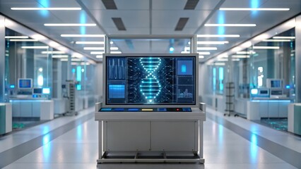 A futuristic medical lab showcasing advanced inflammation research and technology.