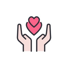 Charity colored icons, minimalist vector illustration ,simple transparent graphic element .Isolated on white background