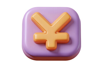 Obraz premium A playful, pastel Yen symbol, a cheerful money icon design in soft purple and orange tones.