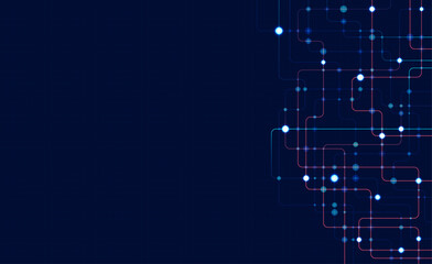 Fototapeta premium Circuit connect lines and dots. Network technology and Connection concept. Decentralized network nodes connections