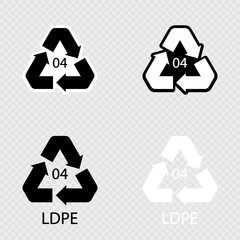 Obraz premium LDPE 04 recycling code symbol. Plastic recycling low density polyethylene sign set.
