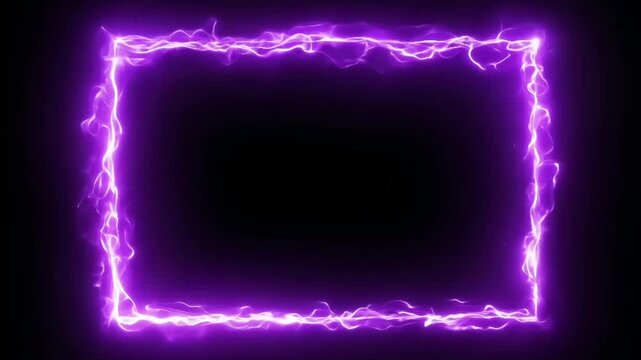 purple neon light motion animation with box frame shape and, black background, 4k resolution footage,