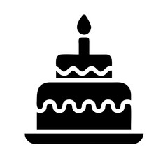 Black Birthday Cake Silhouette Vector PNG Isolated on Transparent Background