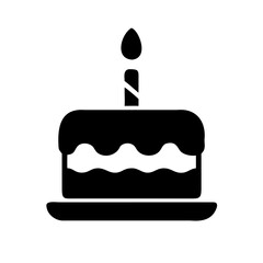 Black Birthday Cake Vector Silhouette PNG on Transparent Background