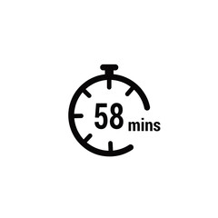 58 Minutes Clock Icon white design background.