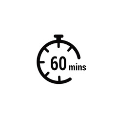 60 Minutes Clock Icon white design background.